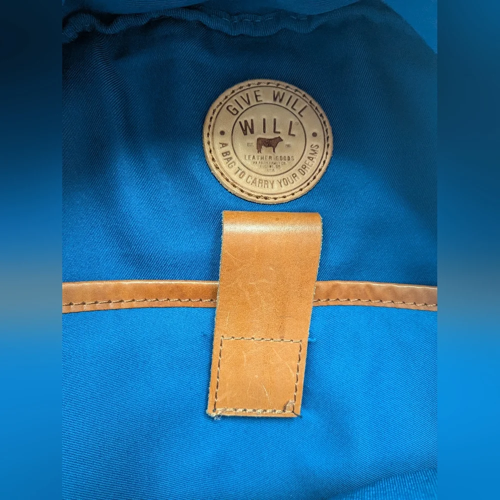 Will Leather Goods Colorblock Blue Leather Accent Backpack